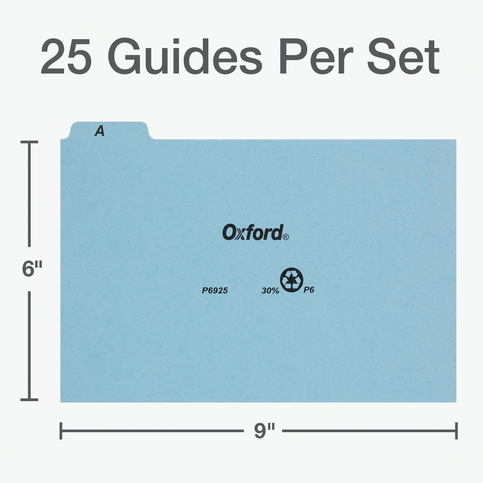 Oxford Heavy Weight 6×9 A-Z Index Card Guides – 25 Blue Pressboard Dividers