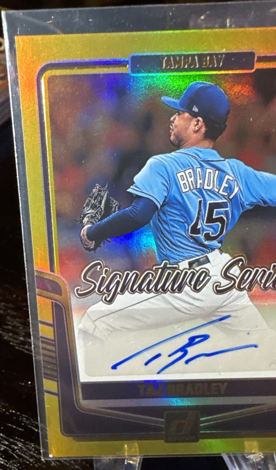 2024 Donruss Signature Series Autograph Taj Bradley #SS-TB Gold /10 TB Rays