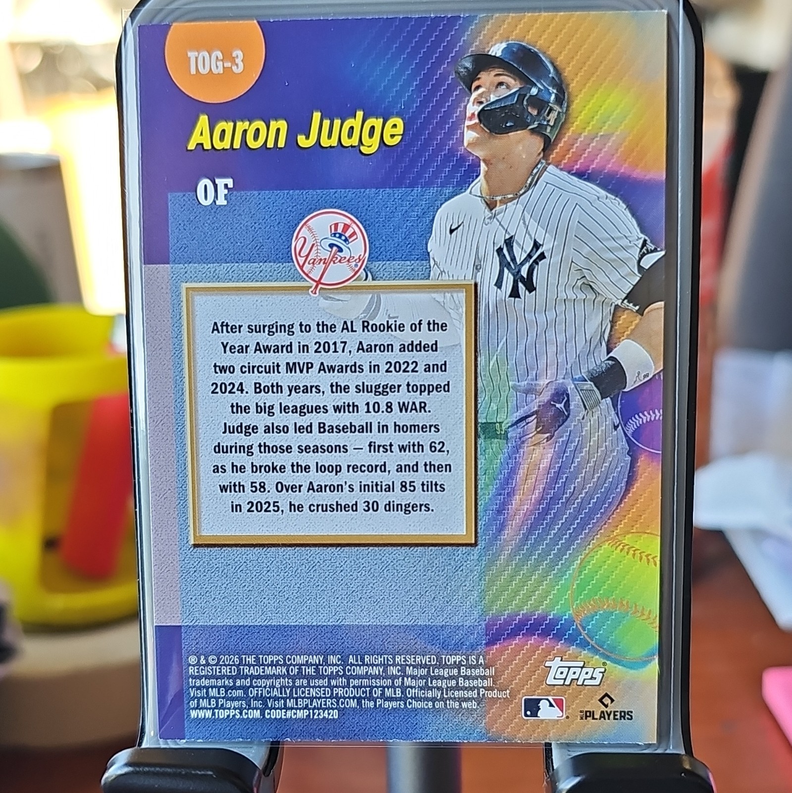 Topps 2026 Series 1 Titans of the Game Aaron Judge New York Yankees Card #TOG-3
