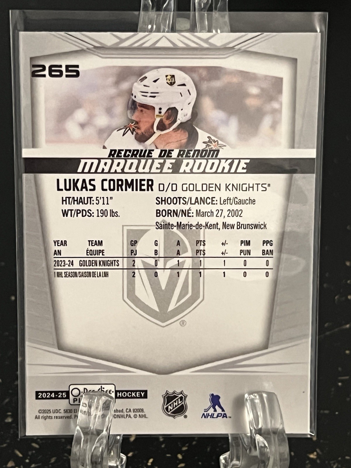 LUKAS CORMIER 2024-25 OPC Platinum Hockey #265 MARQUEE ROOKIE