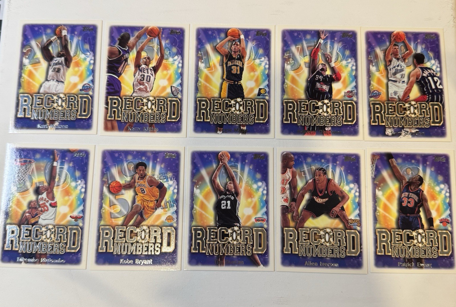 1999-00 Topps NBA Record Numbers Inserts Complete Set (RN1-10) Kobe, Iverson 🔥