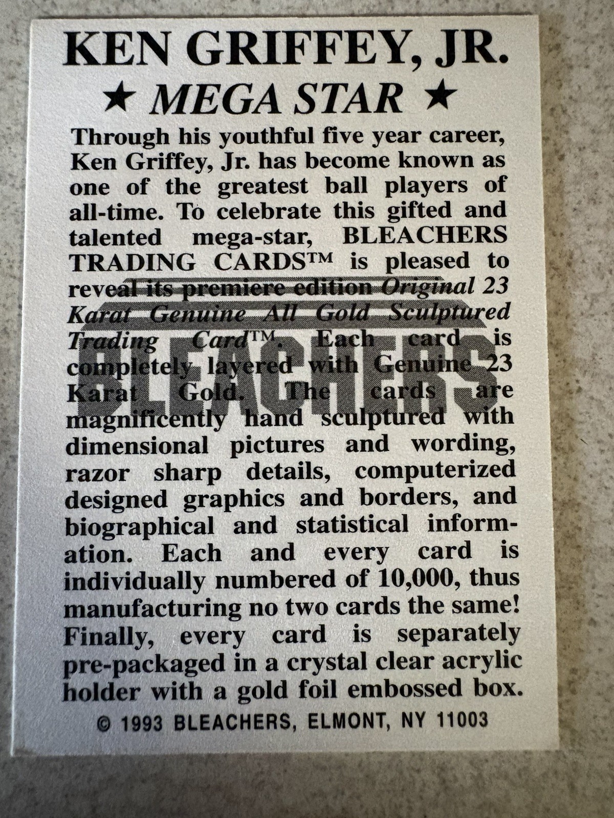 1993 Bleachers – Promos Ken Griffey Jr