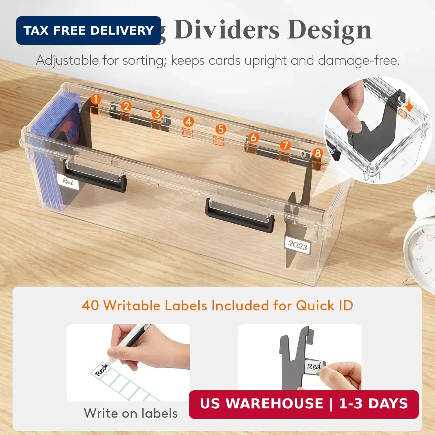 Trading Card Storage Box fit for Toploader, Stackable Reinforced Latch C
