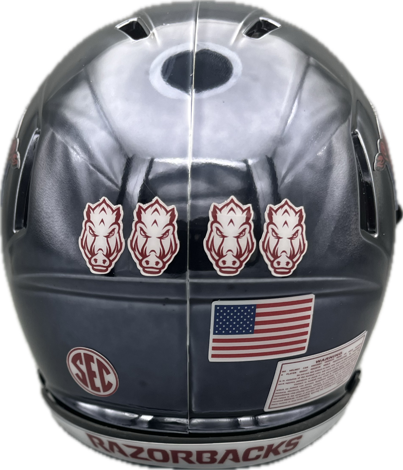 Arkansas Razorbacks Custom Chrome Black Mini Helmet with Metal FM