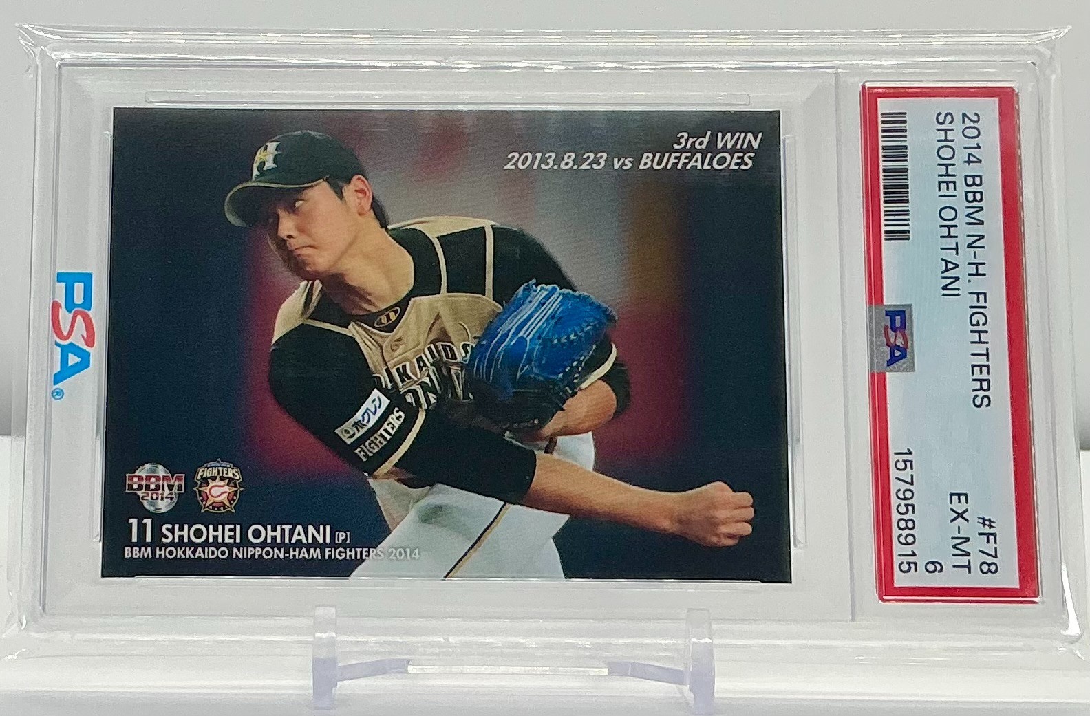 SHOHEI OHTANI 2014BBM N-H.FIGHTERS 3rd WIN #F78 PSA6!POP5!(RC)