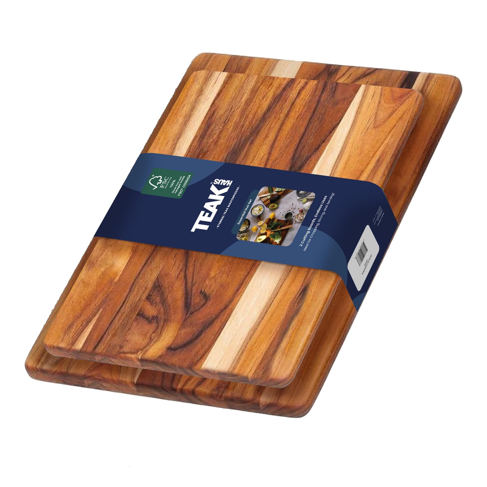 Teakhaus Teak Wood Cutting Board Set of 2 – Small 17.13 inches x 13.13