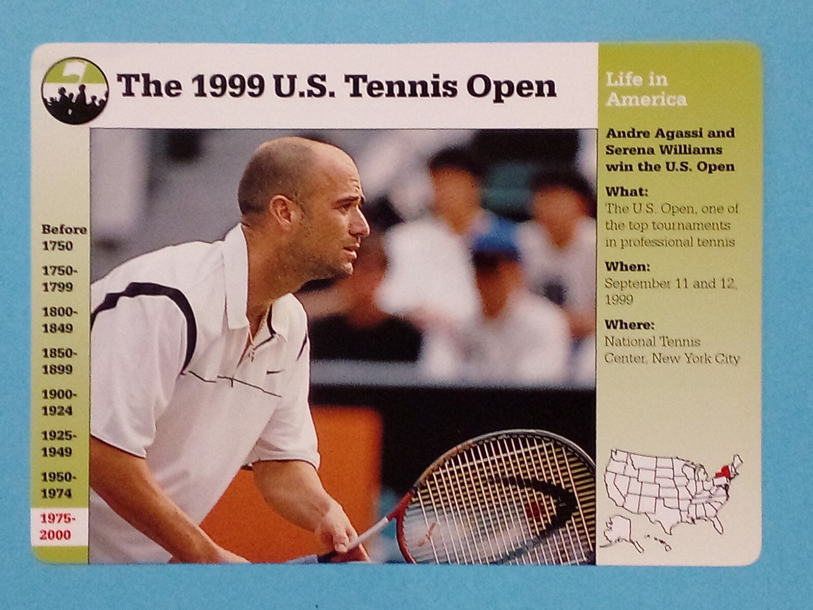 1994-2001 Grolier Inc Life In America 6.25×4.5 1999 Andre Agassi #132-8 🎾