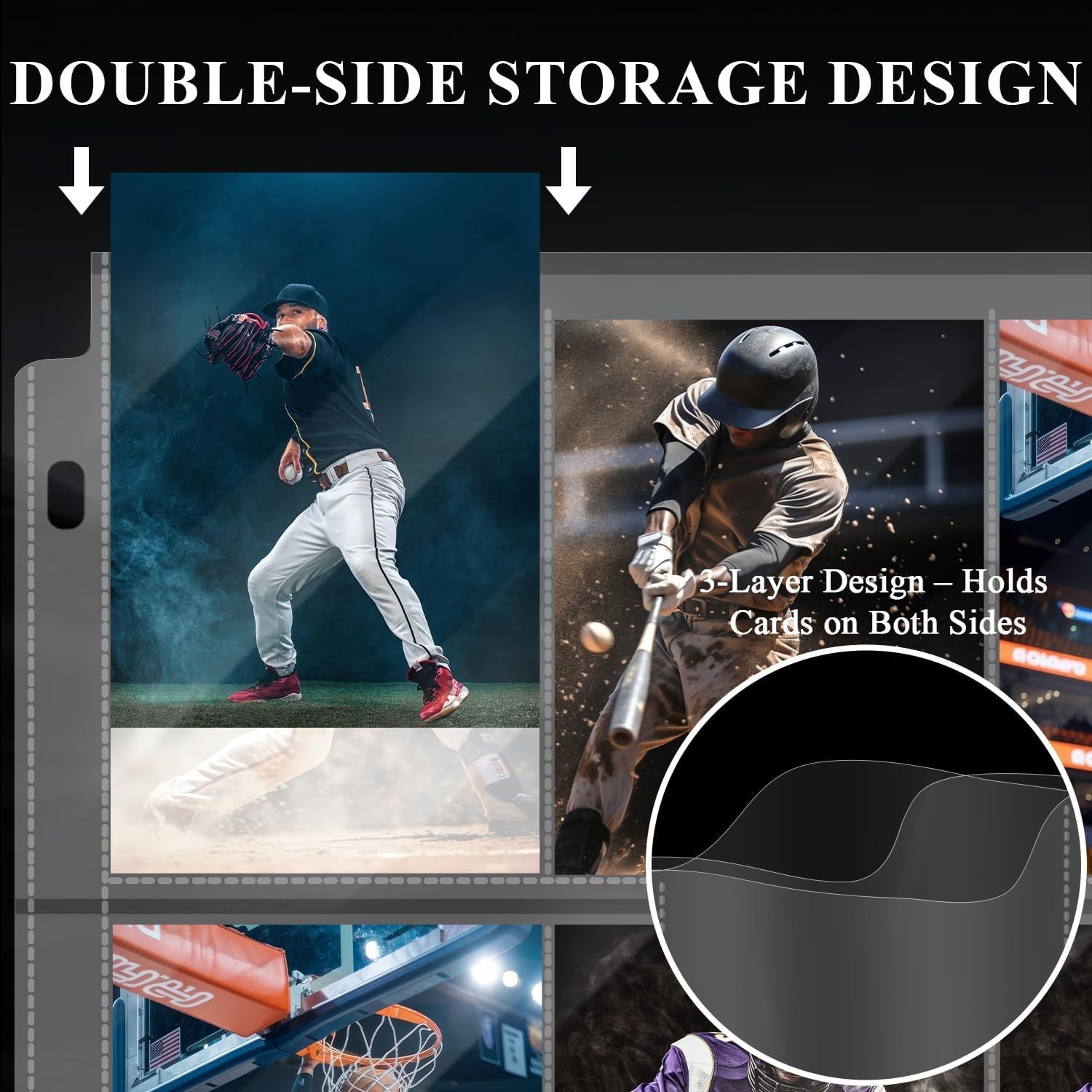 36-pack Trading Card Sleeve Pages 9-pocket Binder Sheets for Sports Game Cards