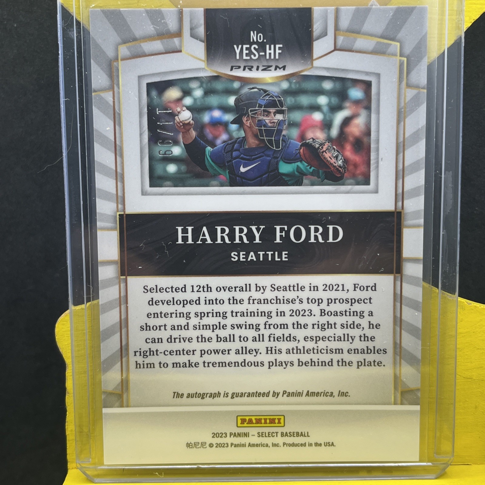 Harry Ford /99 RC Auto 2023 Select Youth Explosion Silver Prizm Mariners YES-HF