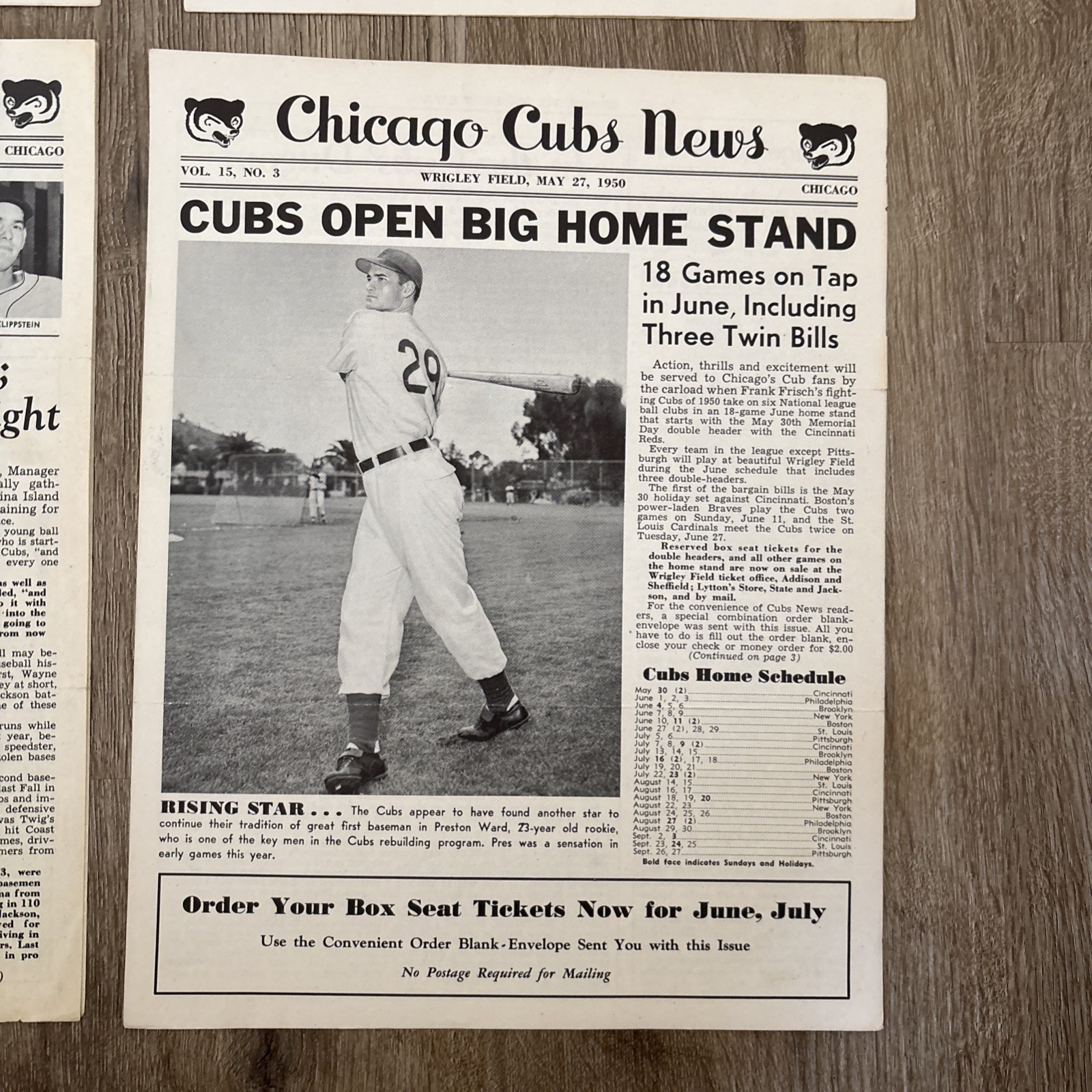 4 Issues 1950 Chicago Cubs News – Vintage 1950 Newsletters – Pre-Vineline