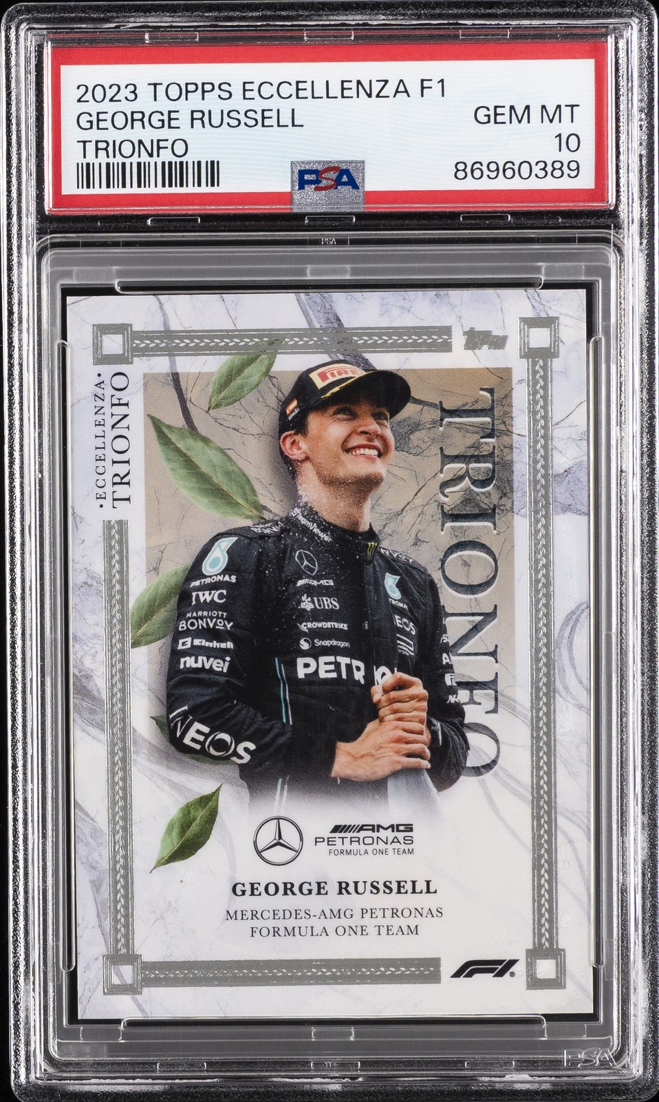 2023 TOPPS ECCELLENZA FORMULA 1 TRIONFO GEORGE RUSSELL PSA 10