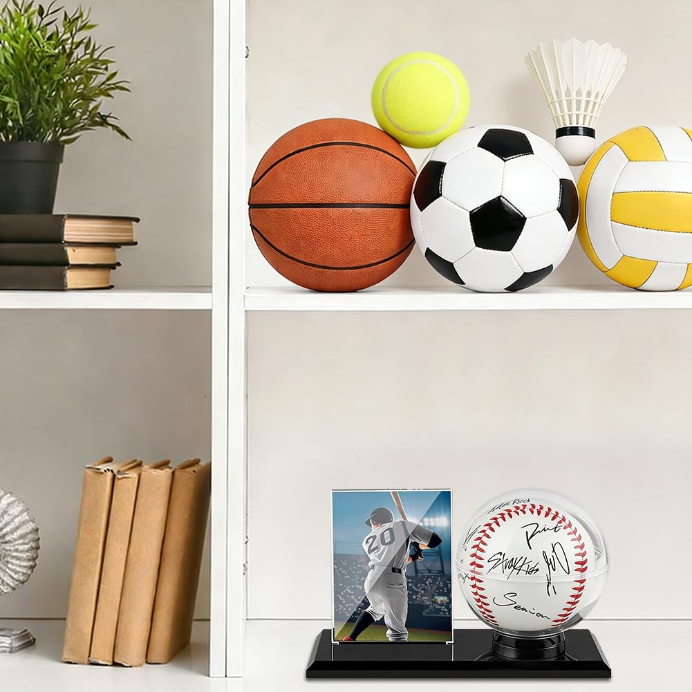 Acrylic Baseball Display Case, Dustproof Clear Base Holder for and Cards, Cen…