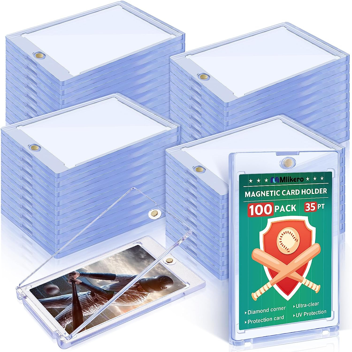 100 ct Magnetic Card Holders for Trading Cards – 35pt Protectors