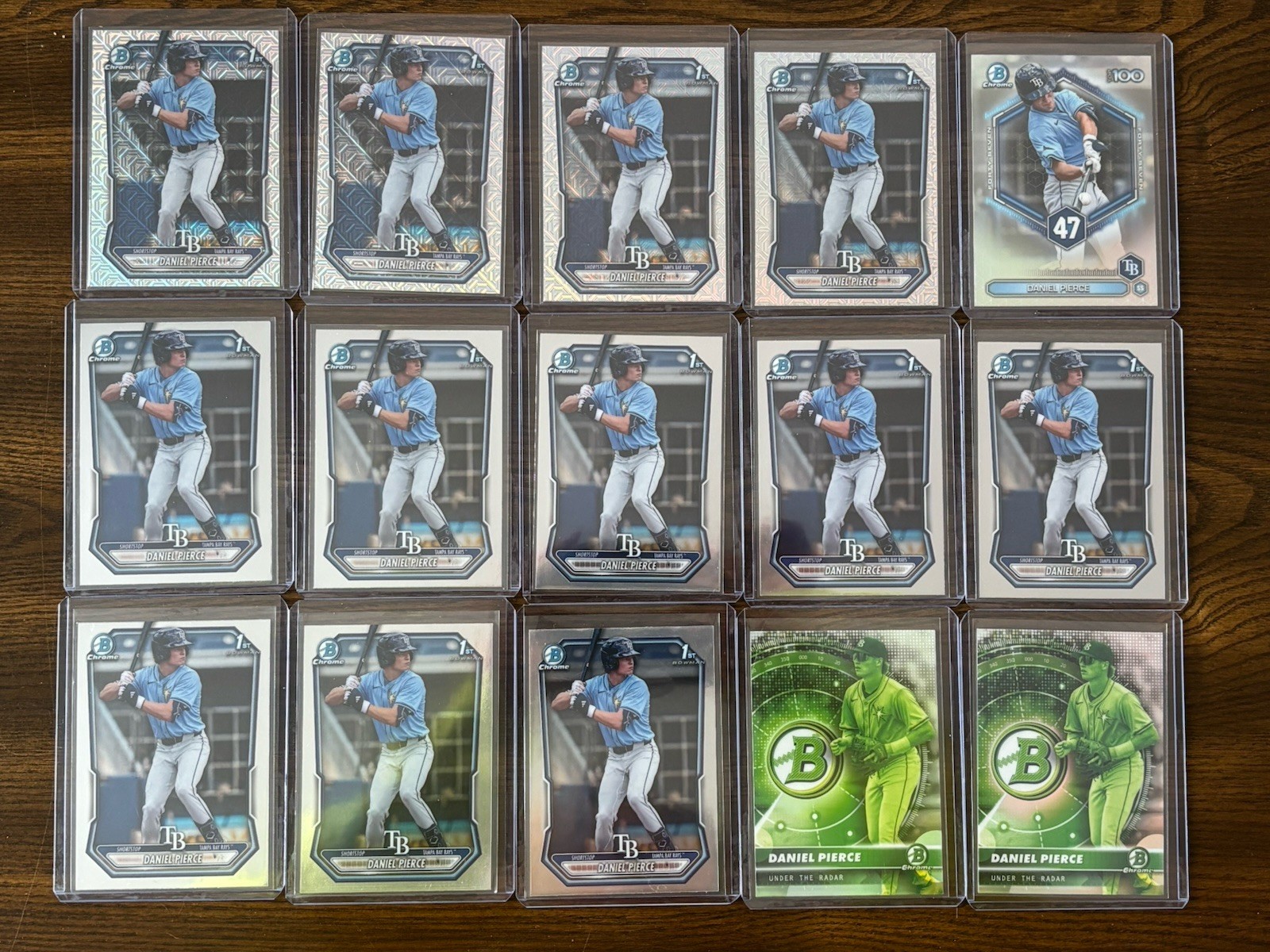 2026 Bowman Chrome LOT OF 15 Daniel Pierce Mojo 1st Bowman Rays Chrome