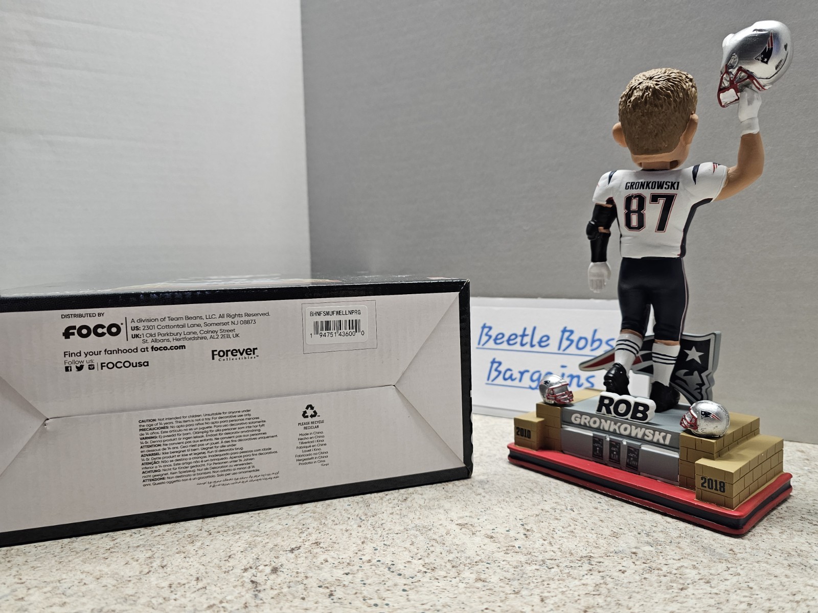 Rob Gronkowski New England Patriots NFL FOCO #’d 80/1087 Bobblehead NIB Farewell