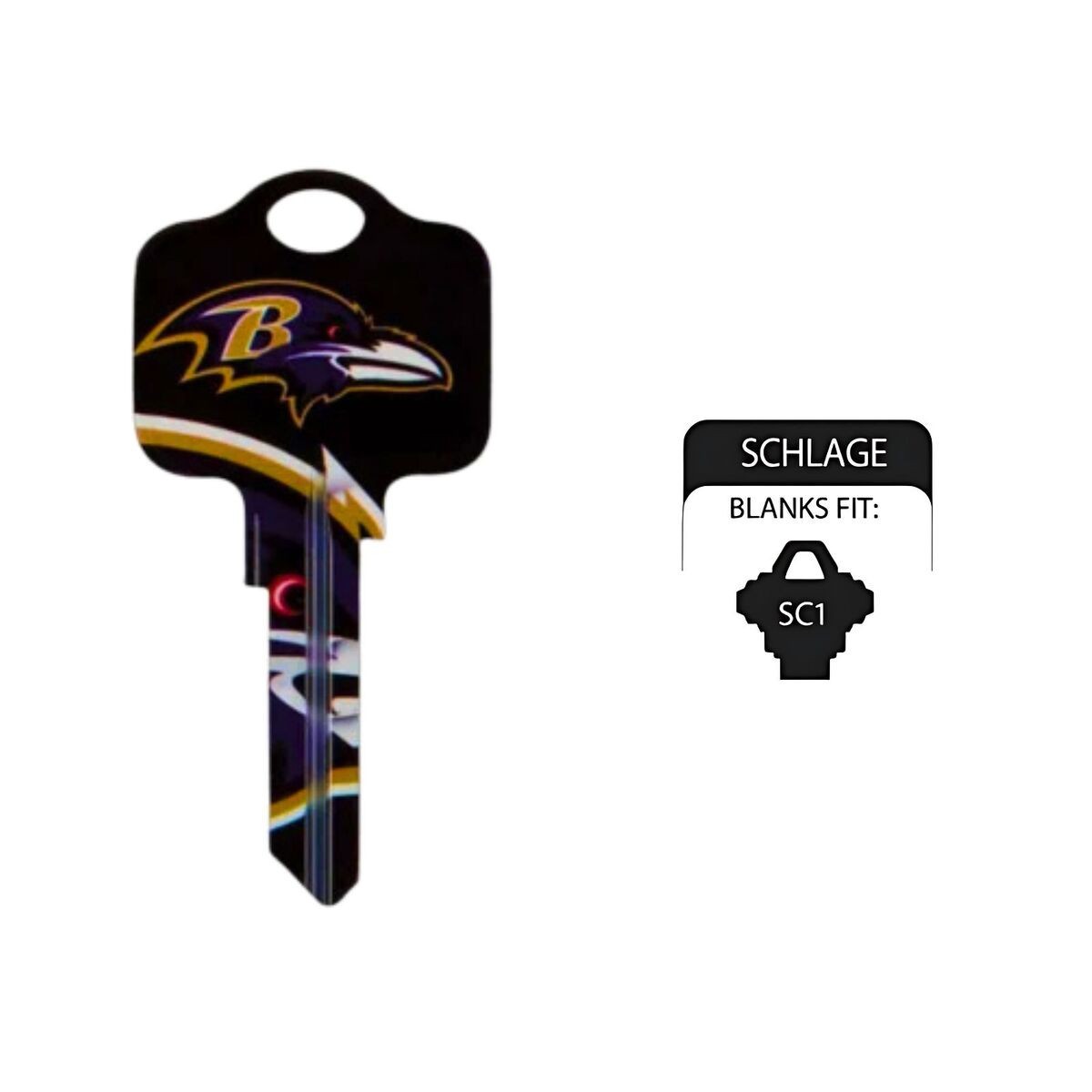 Baltimore Ravens NFL Team Keys Available for Kwikset or Schlage Locks