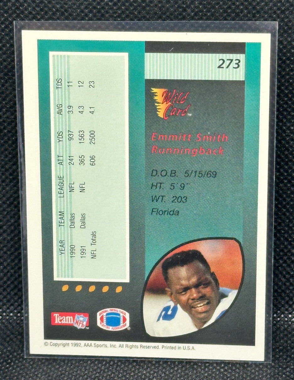 Emmitt Smith 1992 AAA Sports Wild Card #273 Dallas Cowboys HOF