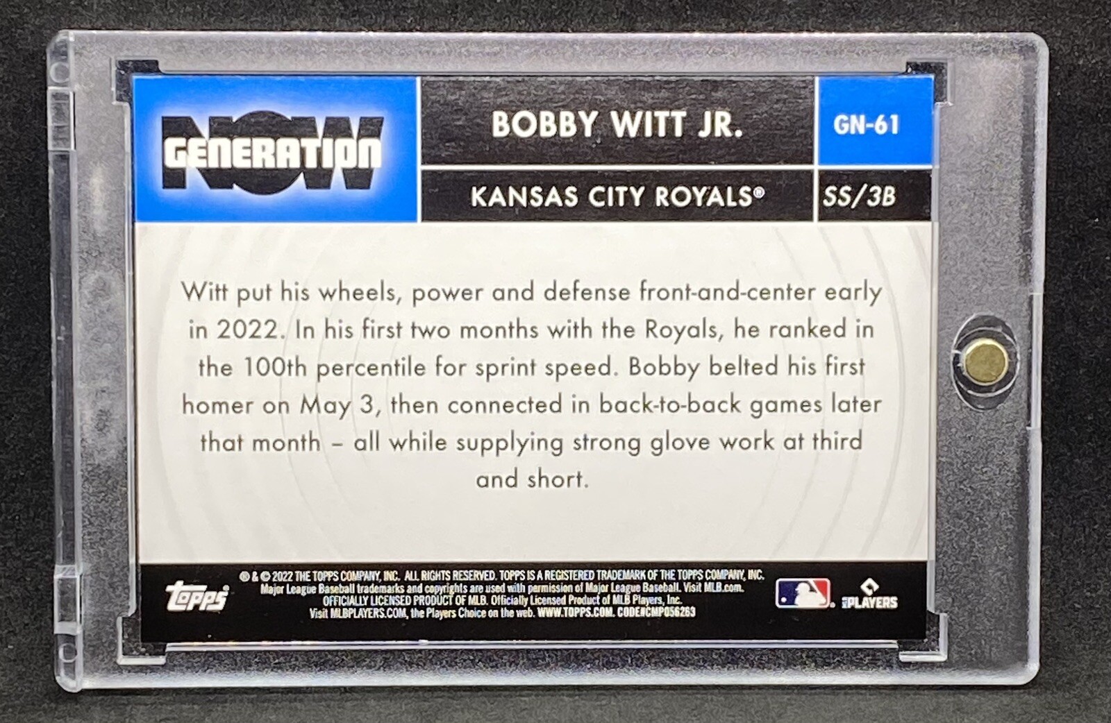 Bobby Witt JR RARE ROOKIE RC HOLO FOIL REFRACTOR INVESTMENT CARD TOPPS ROYALS