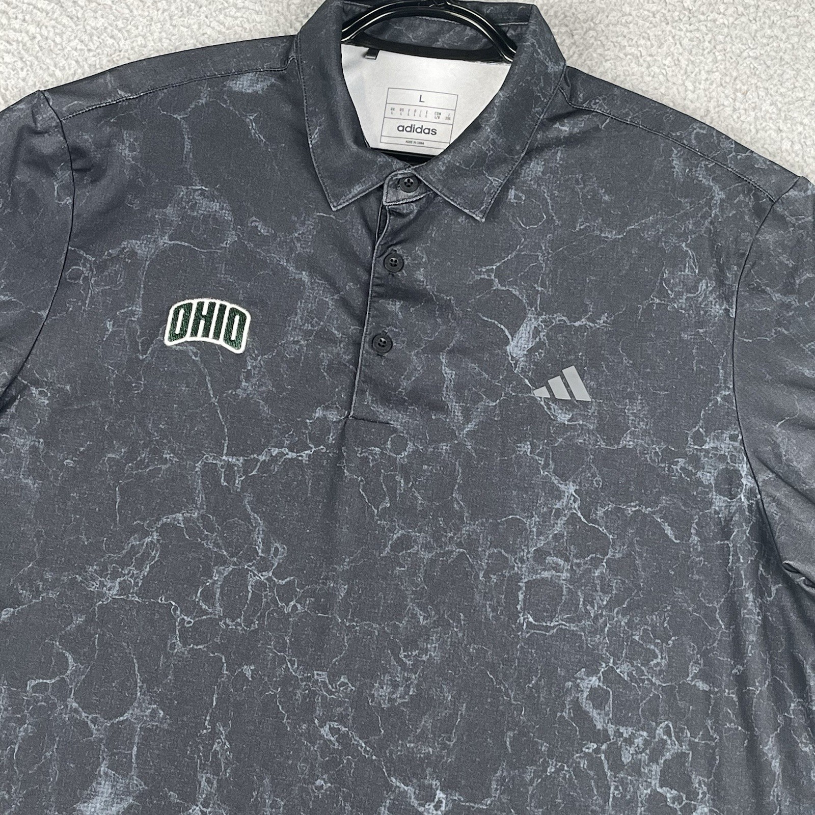Ohio Bobcats Shirt Mens Large Gray Embroidered Short Sleeve Lightweight Stretch