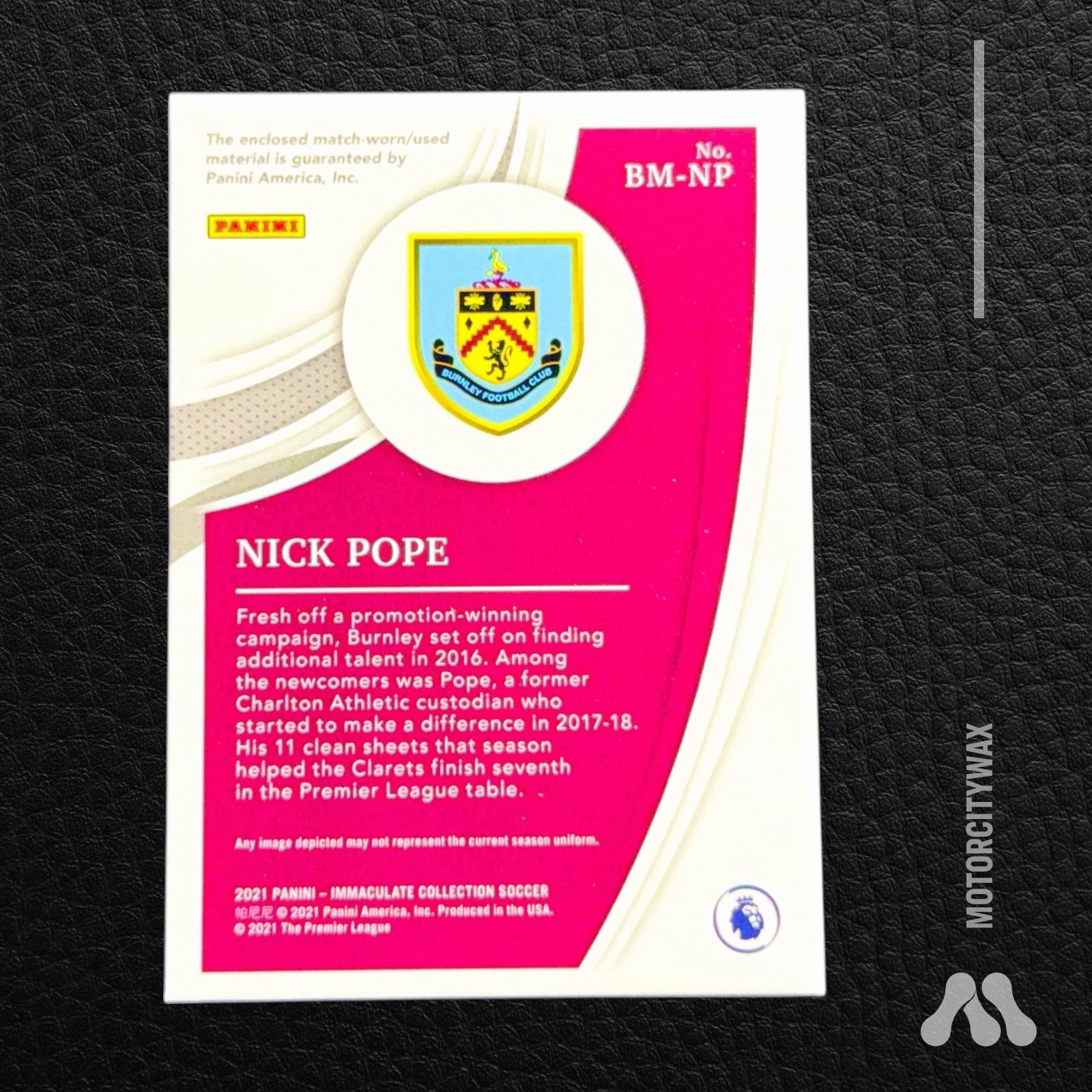 Nick Pope — 2021 Panini Immaculate – Boot Memorabilia EPL 2/4 Nike Game-Worn