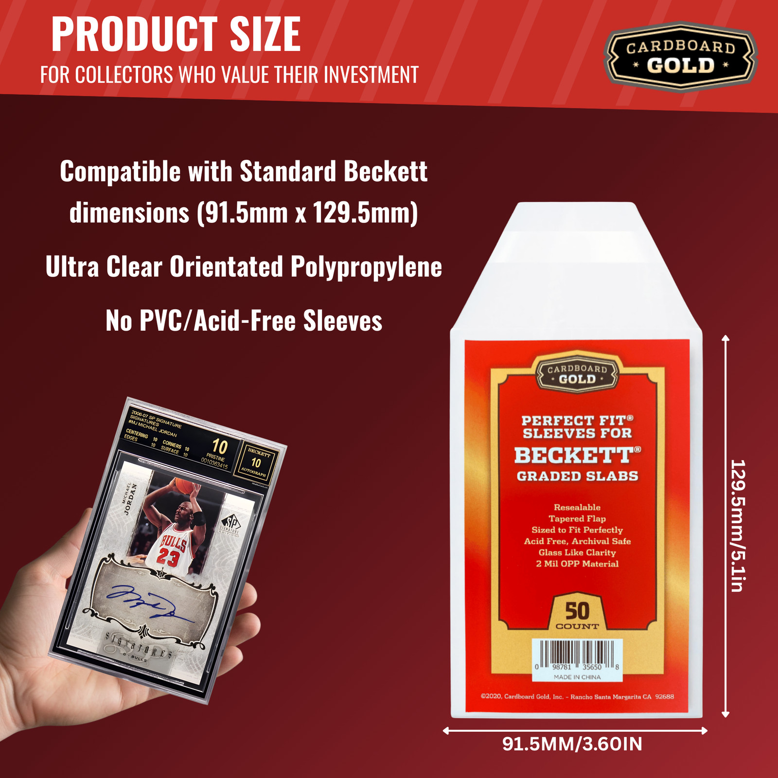 50 CBG Max Pro Perfect Fit Graded Card Sleeves Bags – Beckett Size The Clearest!