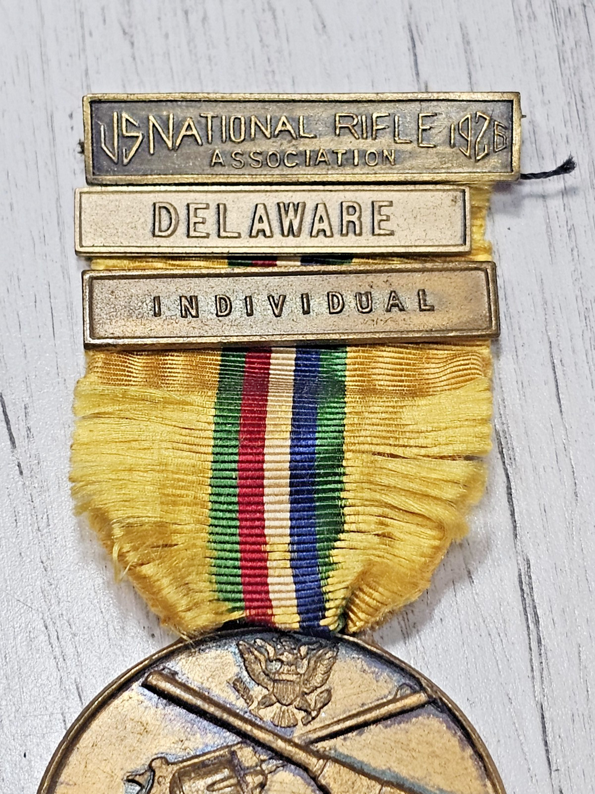 🏅1926 NRA Delaware Pistol Match Medal Original Marksman Award w/ Ribbon Antique
