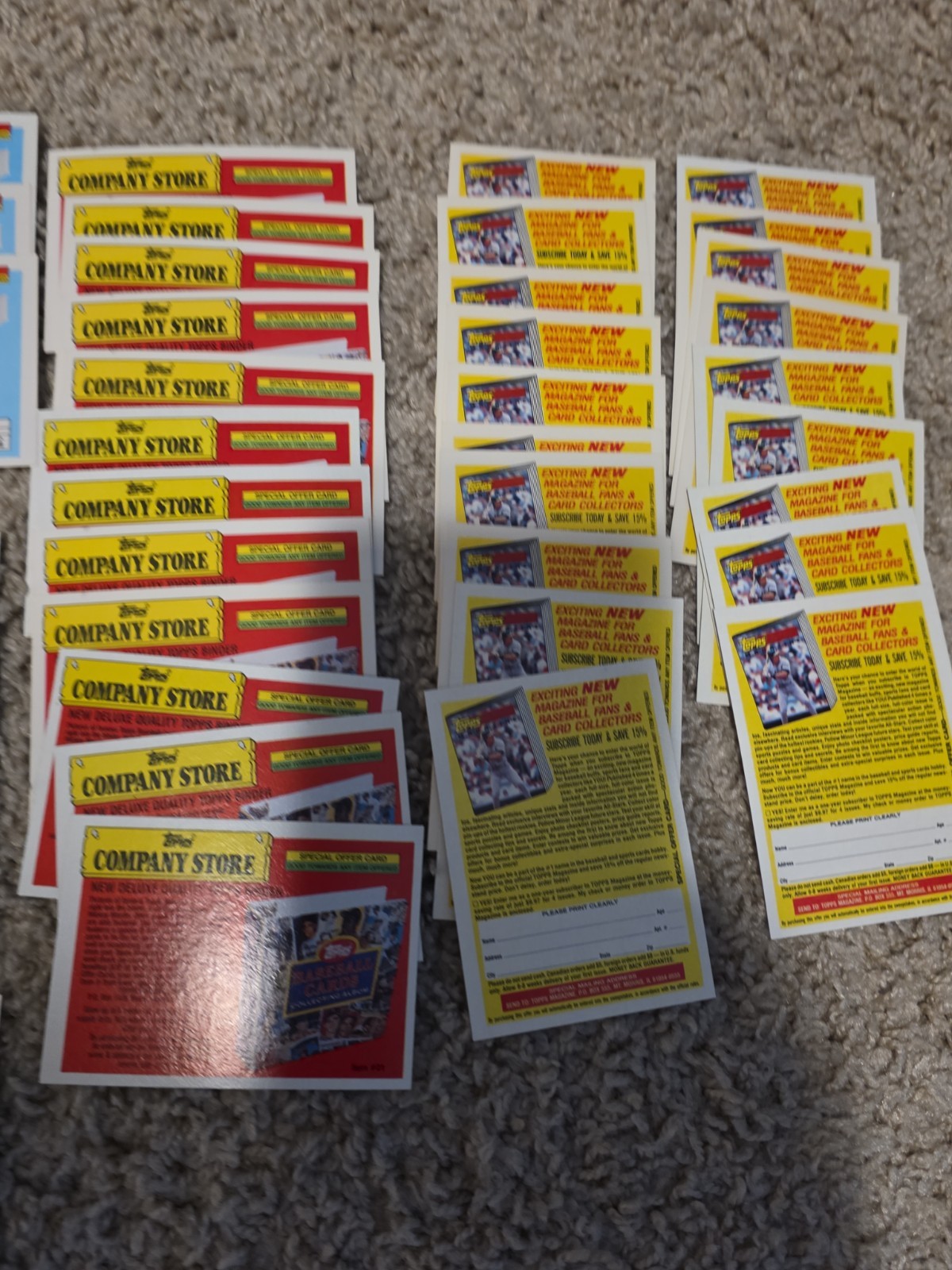 1988 – 1991 TOPPS CONTEST “COMPANY STORE” & MORE INSERTS 68 In Total.