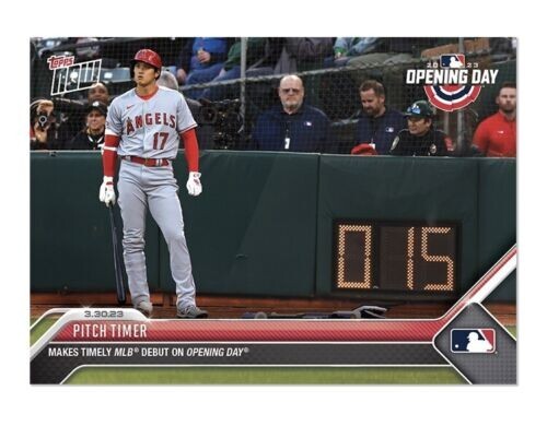 Pitch Timer Debut Opening Day – 2023 MLB TOPPS NOW Card 13 Ohtani On hand