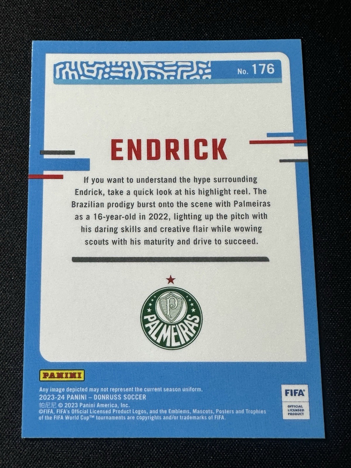 2023-24 Panini Donruss Soccer Rated Rookie Optic #176 Endrick Palmeiras