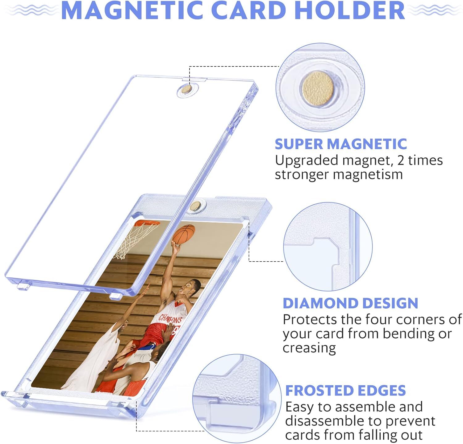 25Pcs Magnetic Trading Sport Card Holder 130PT UV Protection One-Touch Card Case