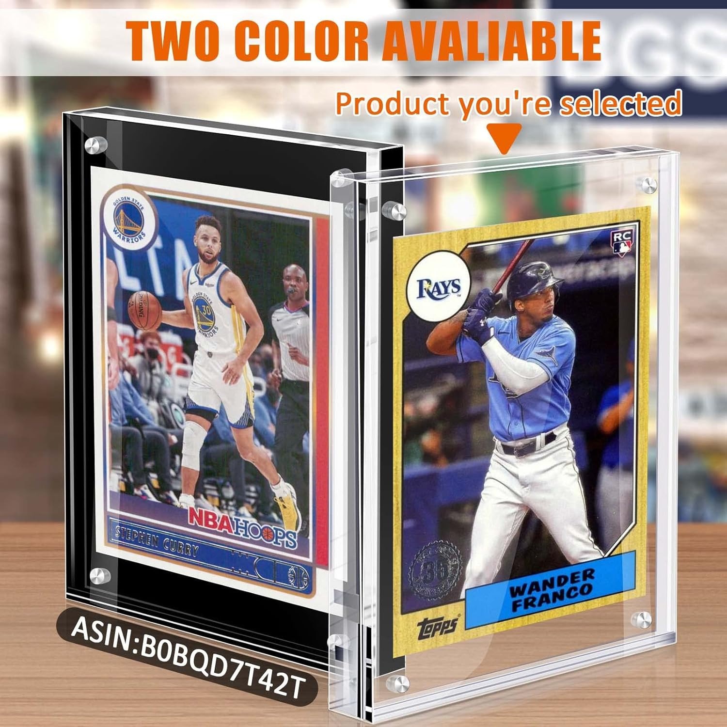 Acrylic Card Frame, Magnetic Trading Card Display Frames Desktop Display -2 Sets