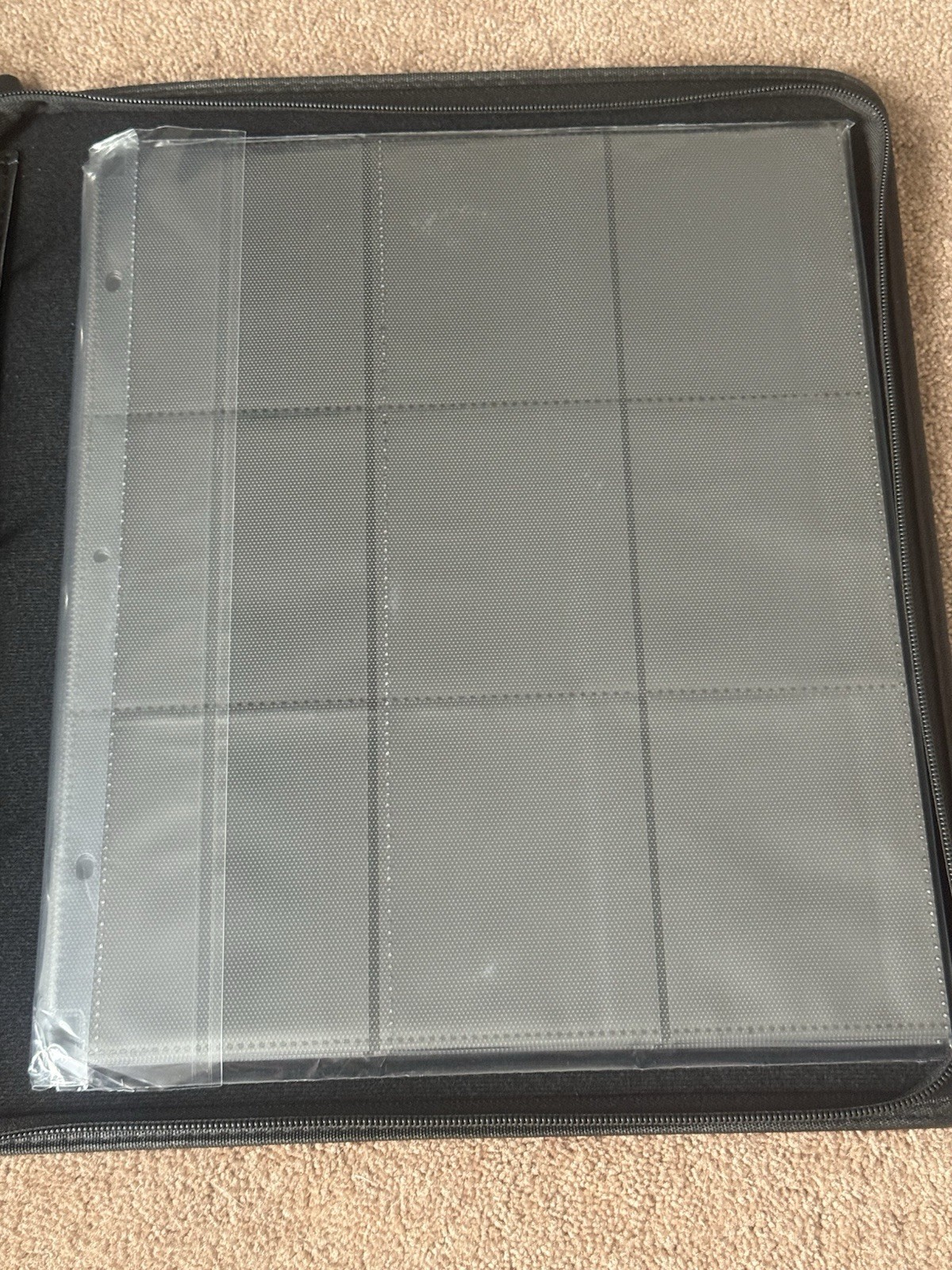 Black Zippered Trading Card Binder 3-Ring w/ 9-Pocket Pages Card Storage