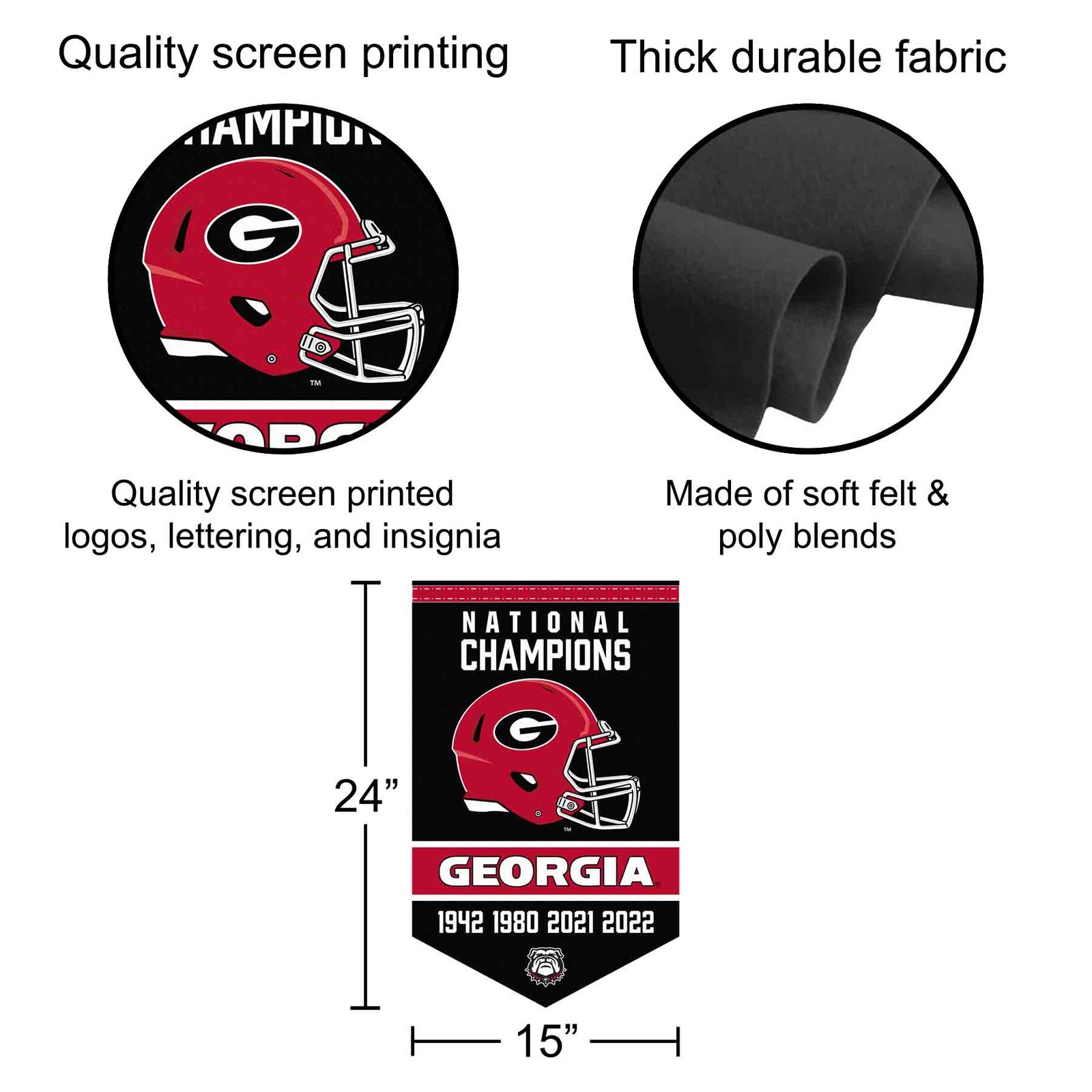 Georgia Bulldogs 4 Time Football National Champions Banner Flag