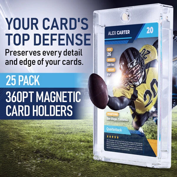 25 Premium Magnetic Card Holders 360PT Trading Card UV Protectors Ultra Clear