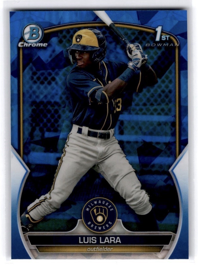 LUIS LARA 1st Bowman Sapphire 2023 Bowman Chrome #BCP-100 Brewers RC Call Up