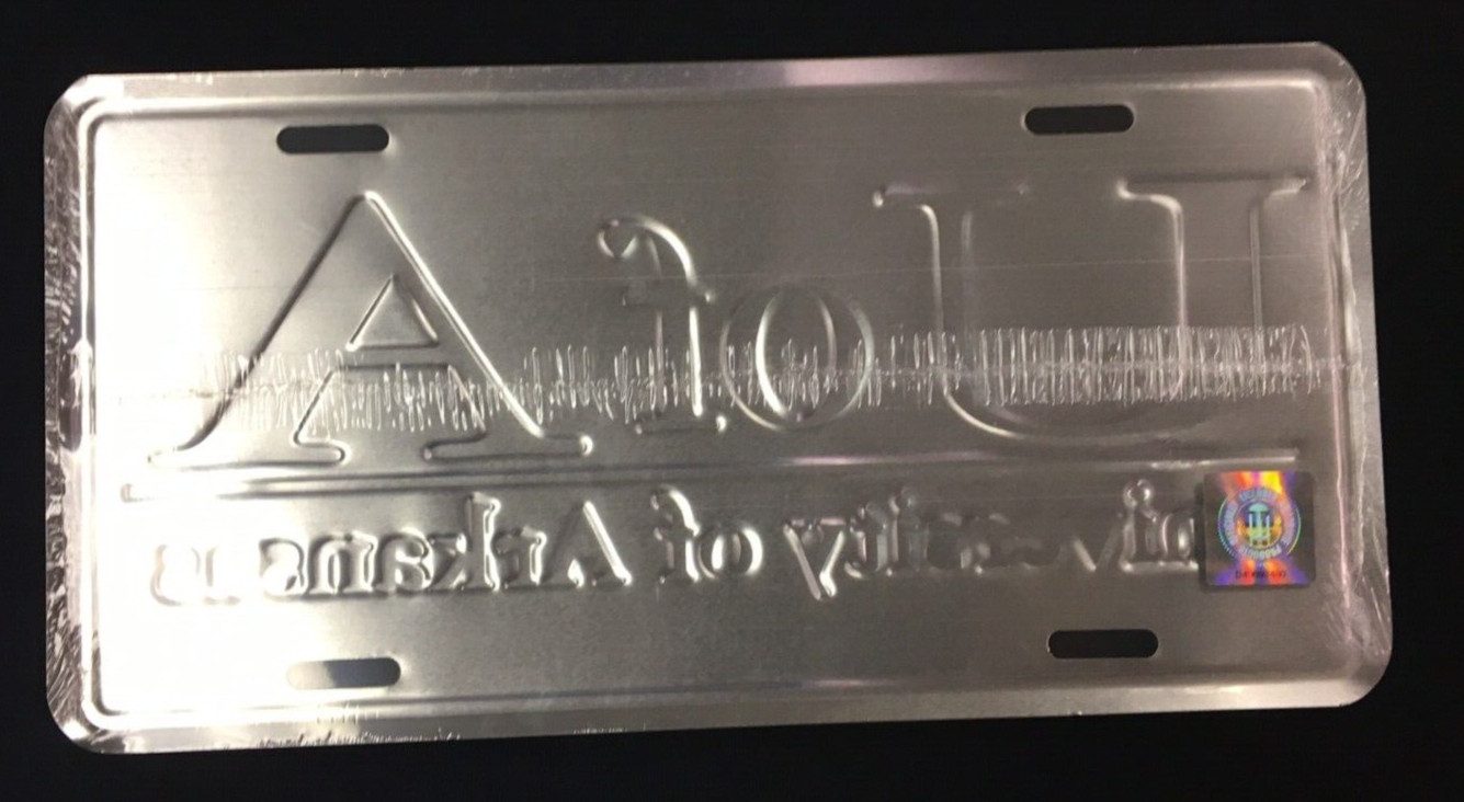 University of Arkansas Chrome Metal License Plate ARKANASAS RAZORBACKS