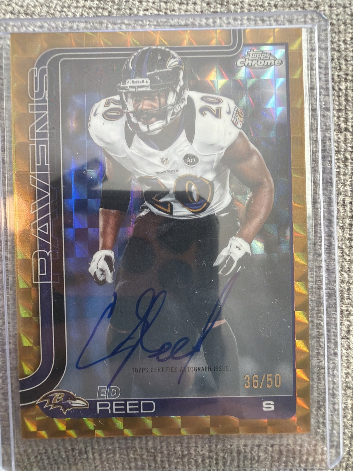2025 Topps Chrome – Chrome Legends Autographs Ed Reed #CLA-ER Gold Geometric…