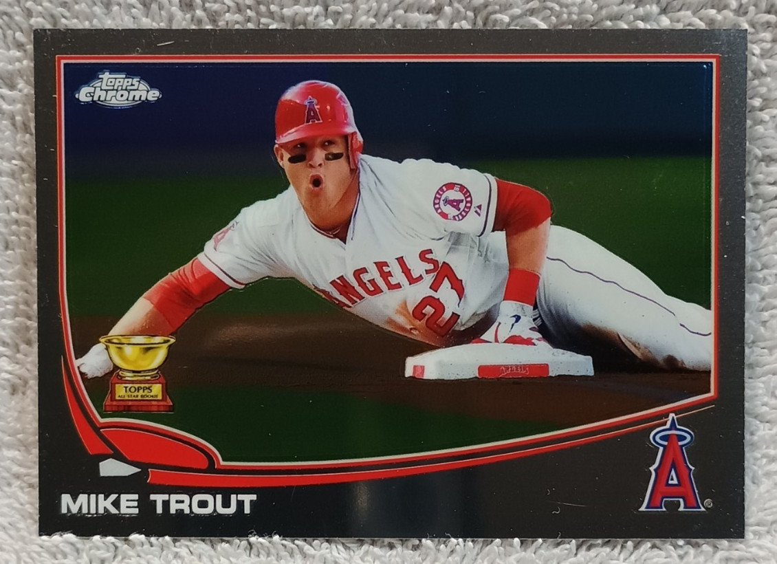2013 Topps Chrome # 1 MIKE TROUT Rookie Cup RC (Sliding) ~ Los Angeles Angels