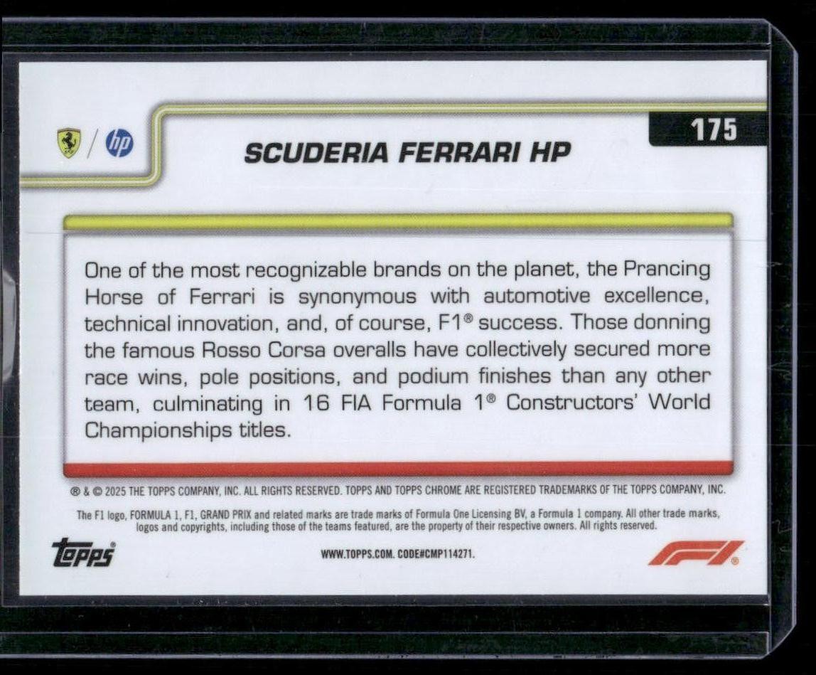 2025 Topps Chrome Formula 1 #175 Scuderia Ferrari logo, Aqua Checker Flag /199