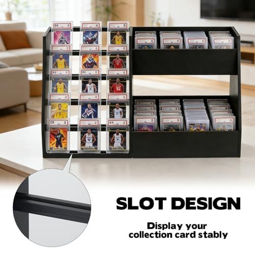 5-Tier Wooden Trading Card Display Stand for 200+ PSA/BGS/SGC Slabs – Sleek Tier