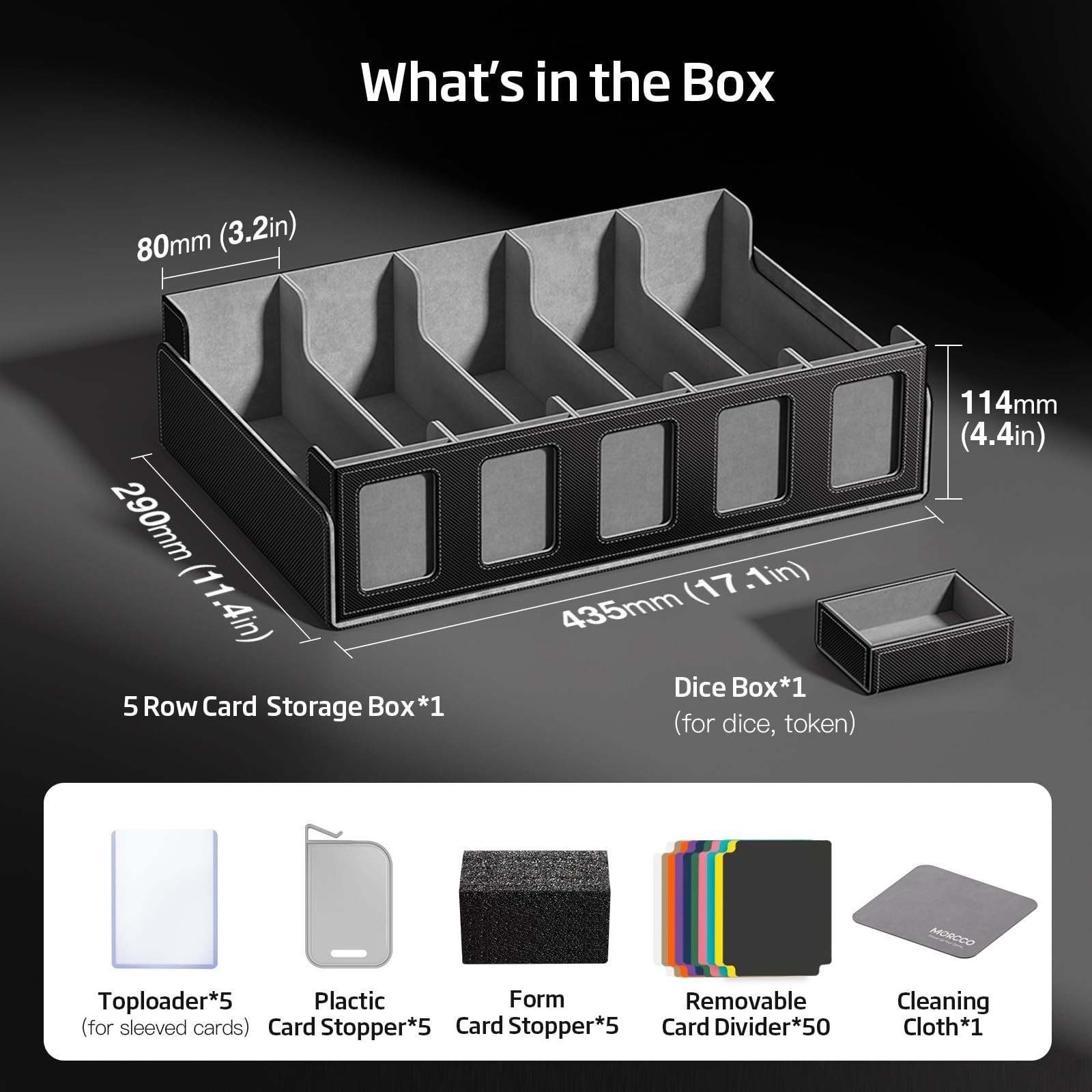Large 5-Row Trading Card Storage Box 3900+ Capacity with Magnetic Lid & Dividers