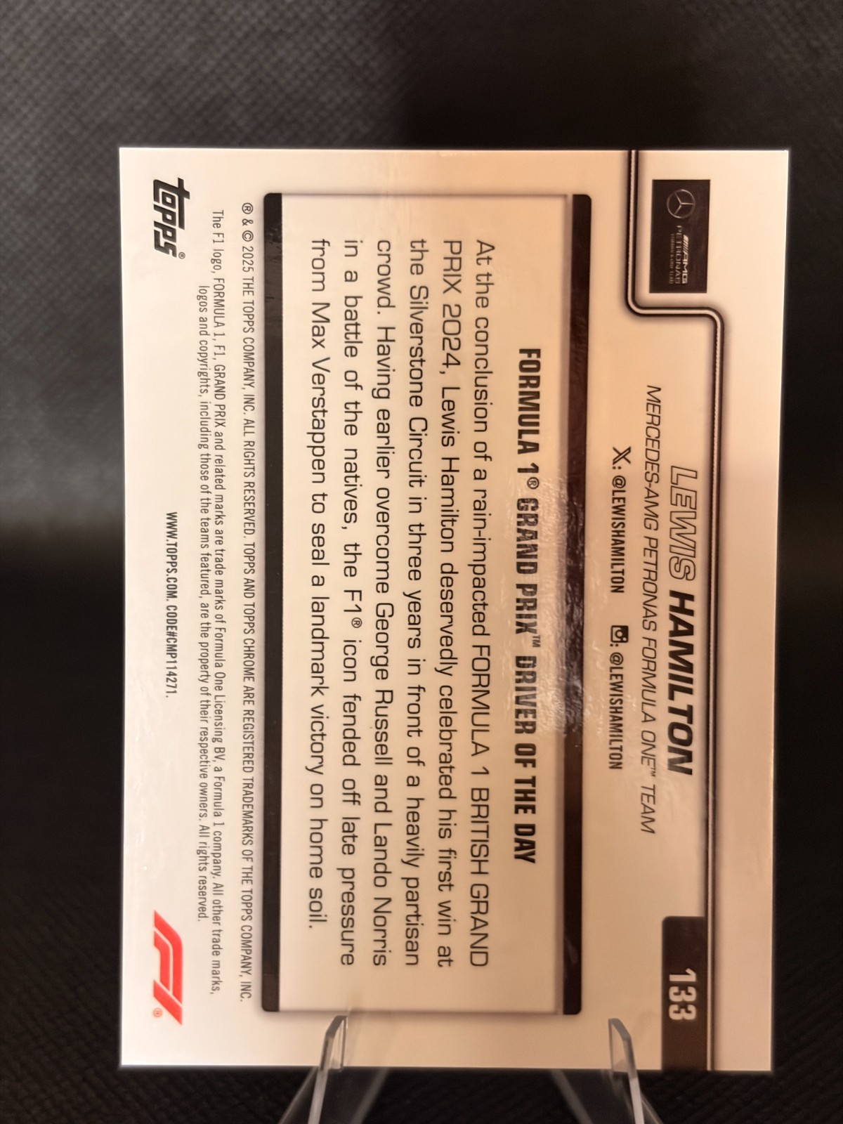 Lewis Hamilton 2025 Topps Chrome Formula 1 F1 Gold /50 GP Winner