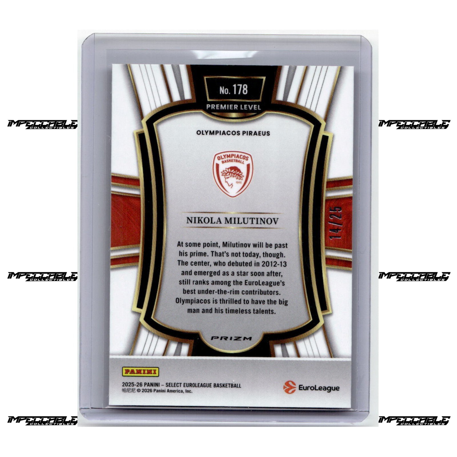 2025-26 Panini Select EuroLeague – Pink Ice Prizm #178 Nikola Milutinov /25
