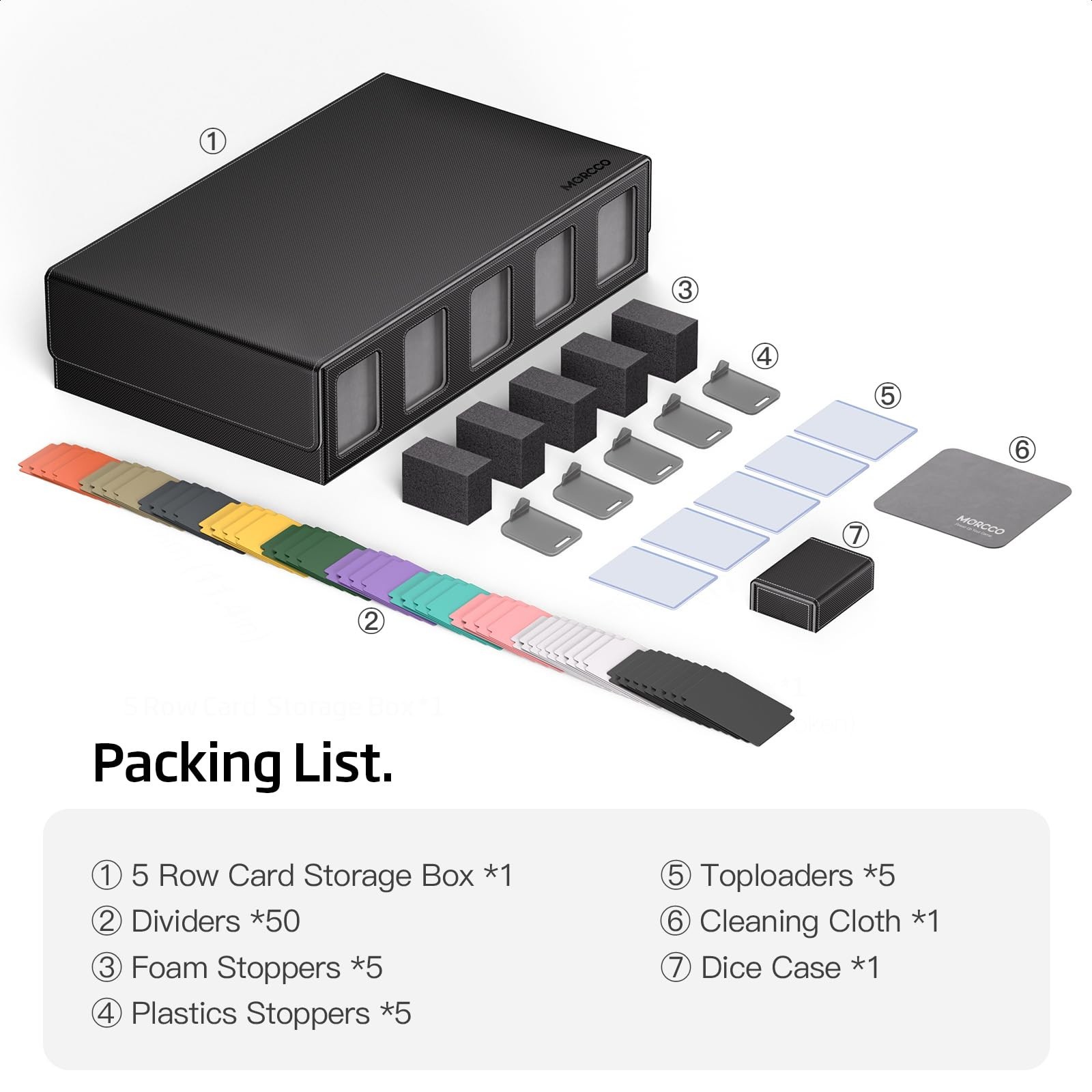 Large 5-Row Trading Card Storage Box 3900+ Capacity with Magnetic Lid & Dividers
