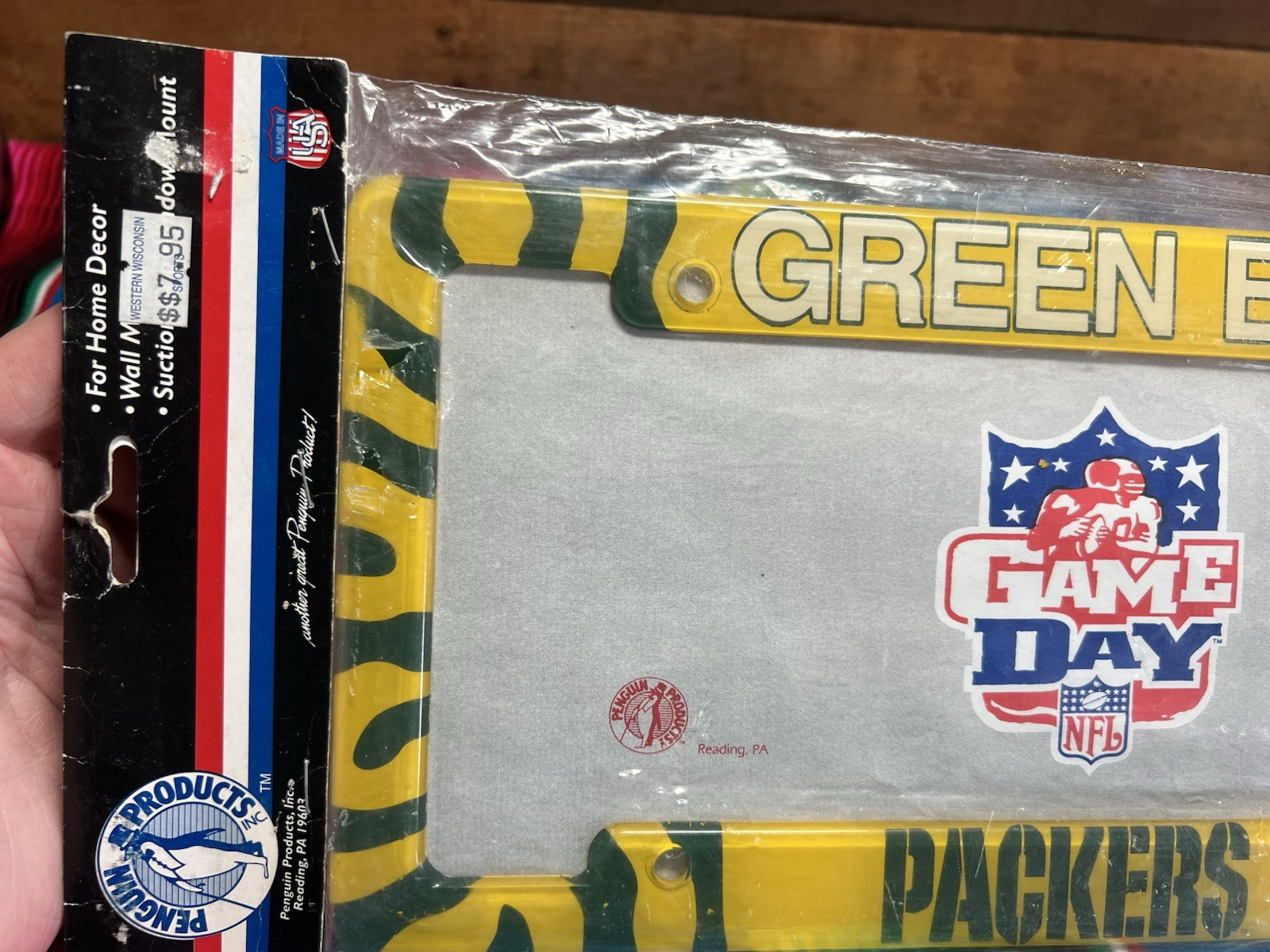 NFL Green Bay Packers License Plate Frame Yellow Green Plastic Acrylic