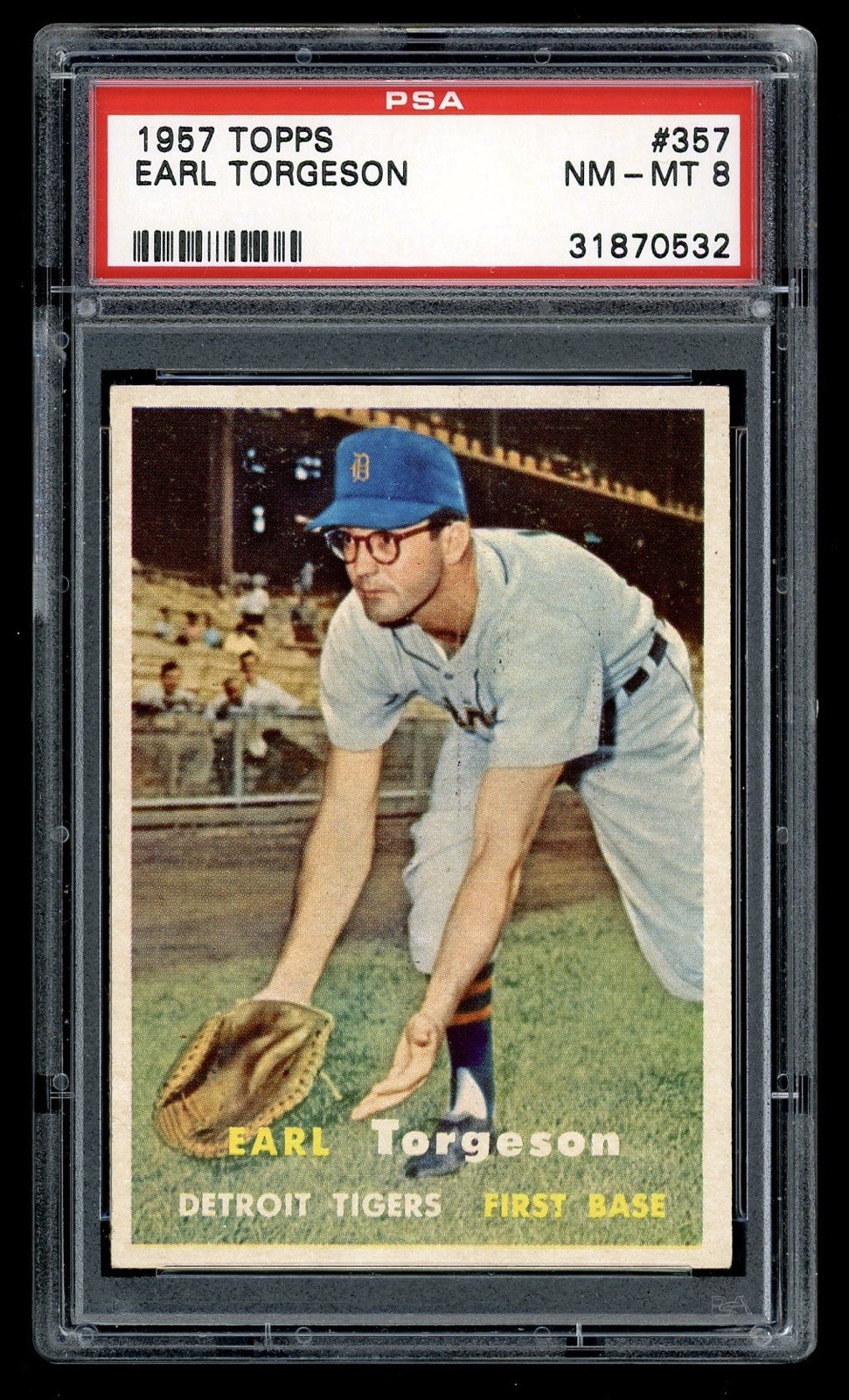 1957 Topps #357 Earl Torgeson Detroit Tigers PSA 8 NM-MT