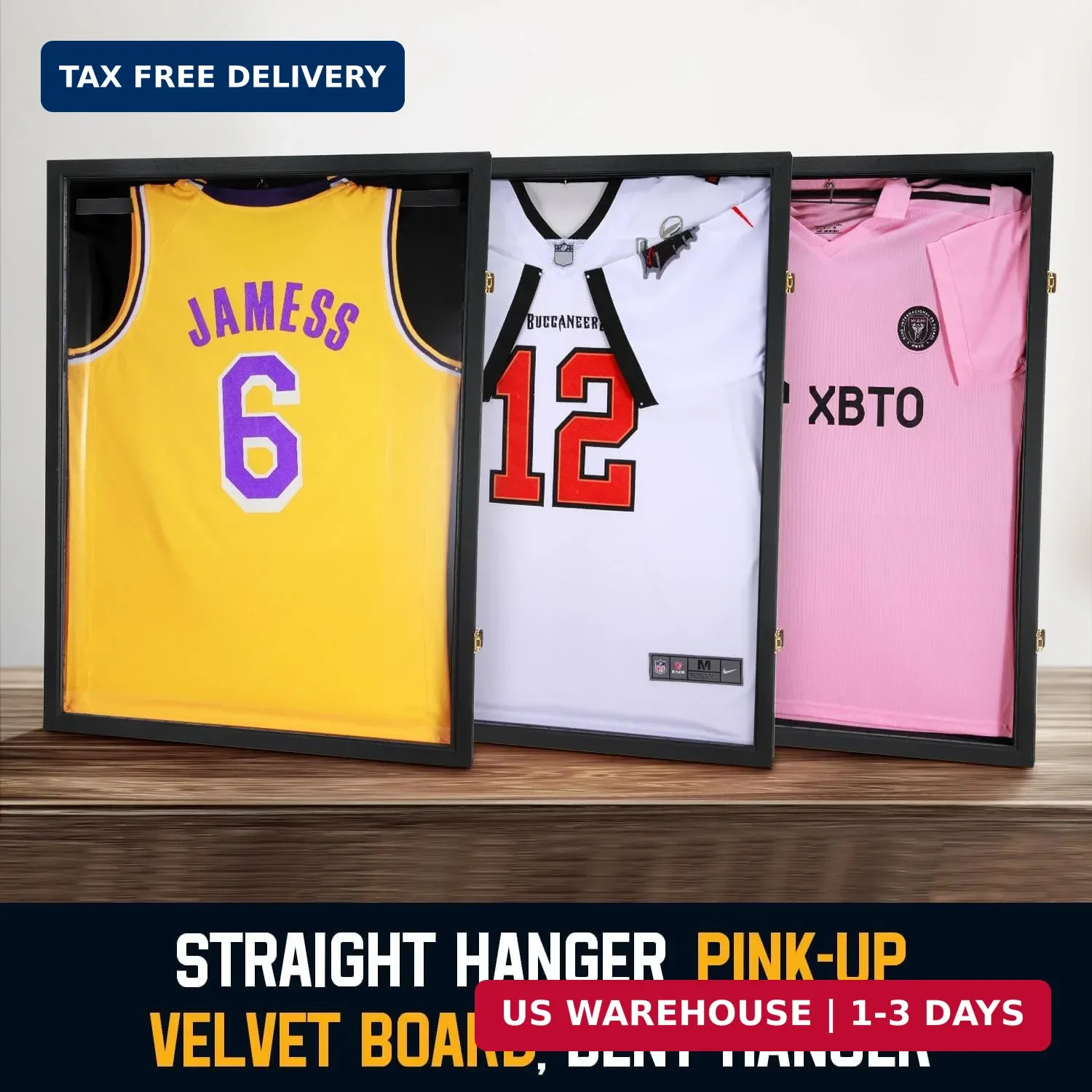 Jersey Wooden Frame Display Case -Shadow Box with 98% UV Protection Acrylic and