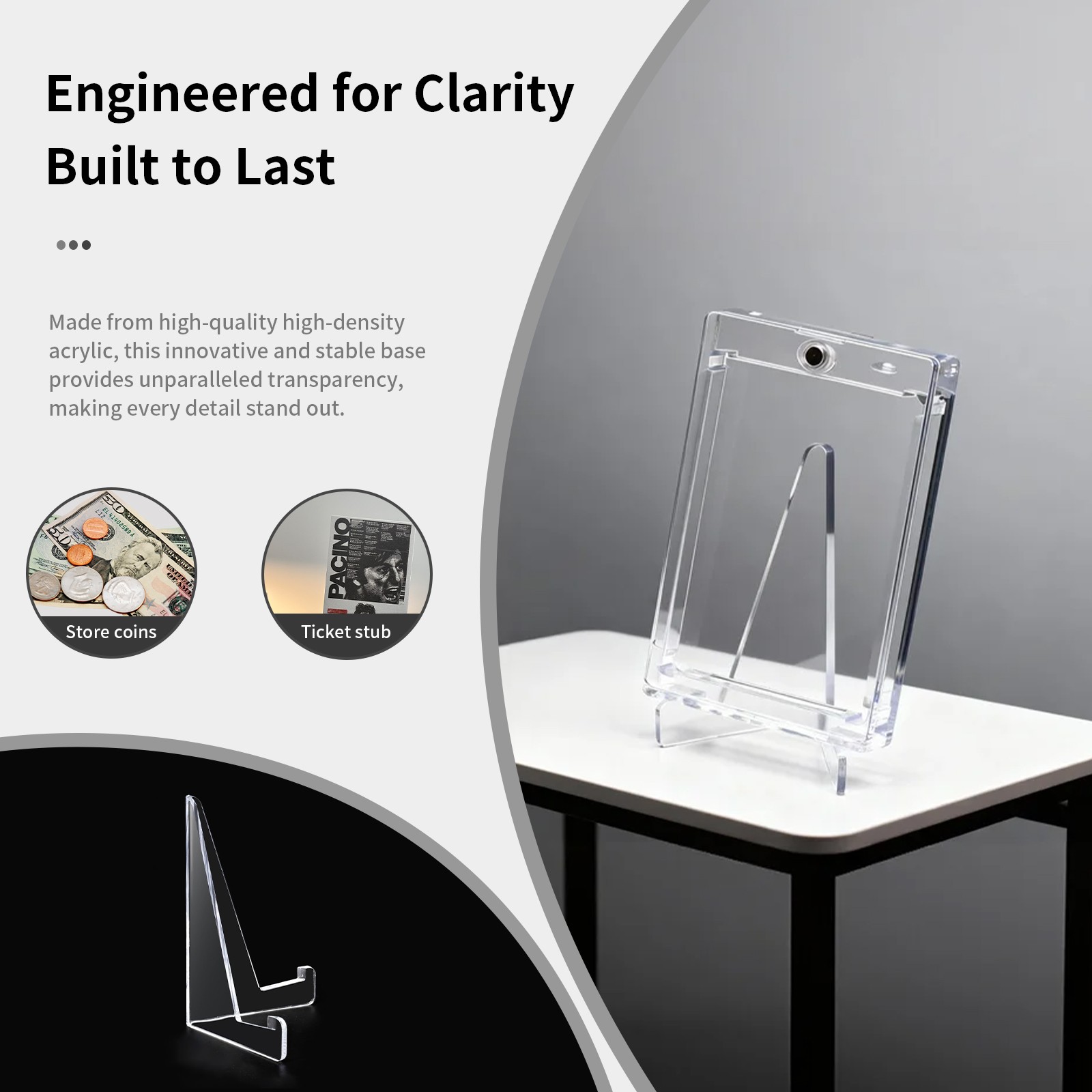 10-50PCS Clear Acrylic Trading Card Stands for Coins Sports Cards Display Holder