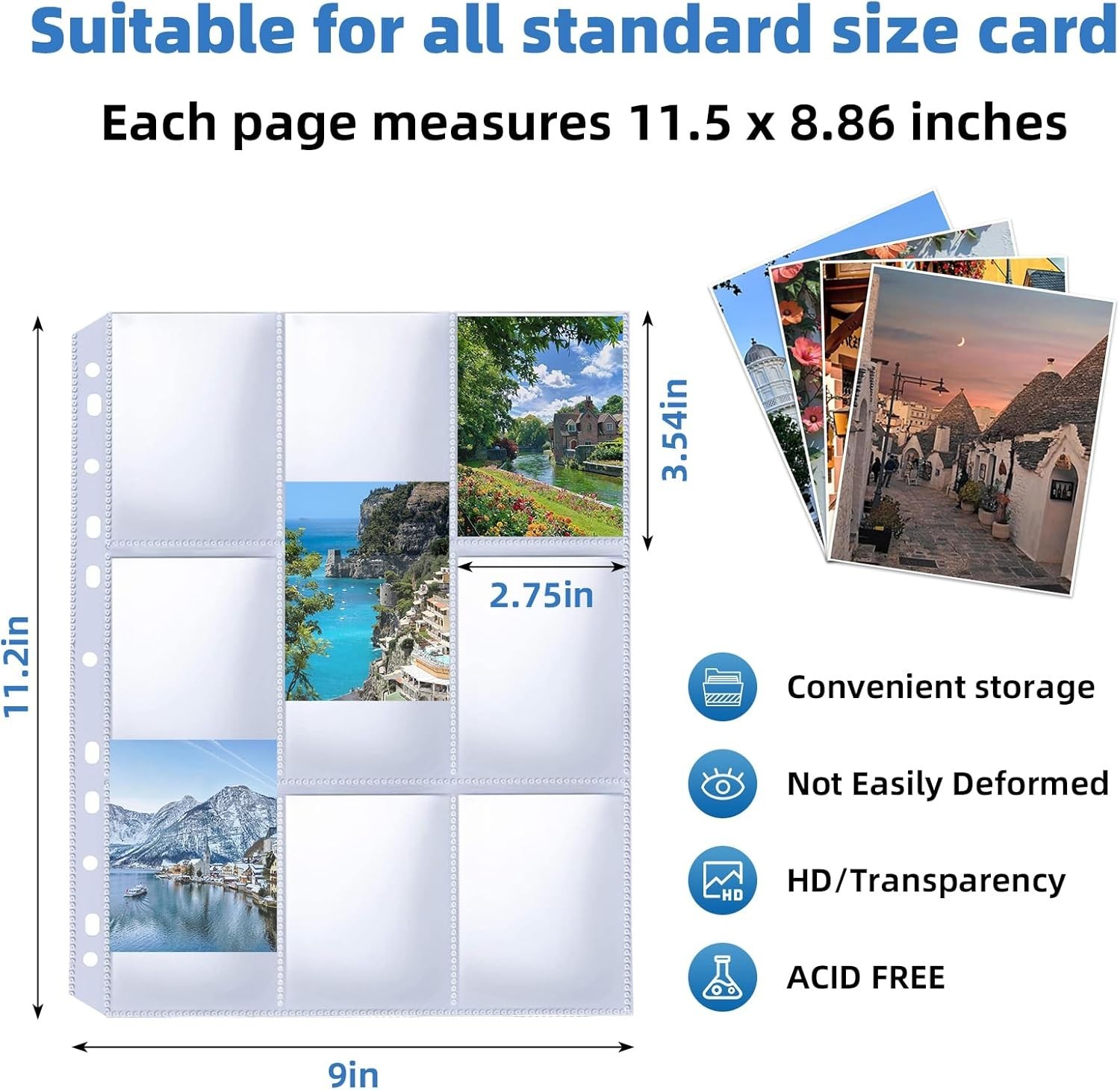 Double-Sided Display 9 Pocket Card Pages – 400 Pack