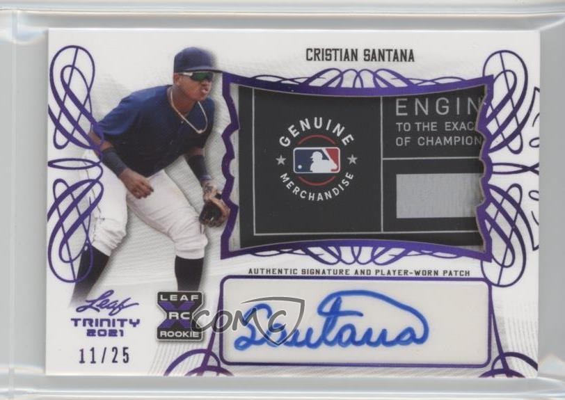 2021 Leaf Trinity Patch Purple /25 Cristian Santana #PA-CS1 Patch Auto 0p1q